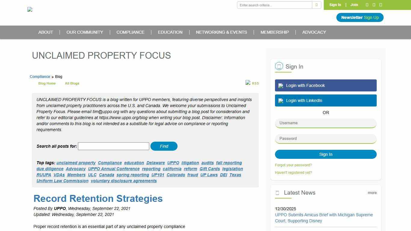 Unclaimed Property Focus - Unclaimed Property Professionals Organization